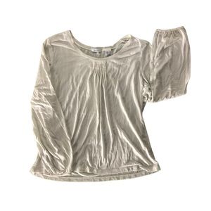 Liz & Co. White Long Sleeve Loose Fit Shirt